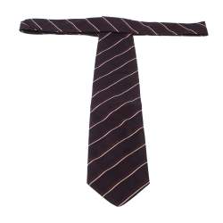 مملوكة مسبقًا Boss By Hugo Boss Bordeaux Red Diagonal Stripes Silk Jacquard Classic Tie 