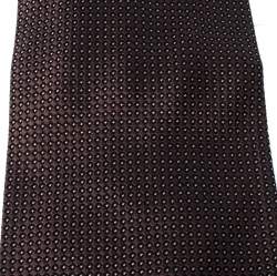 Pre Owned Boss by Hugo Boss Brown Geometric Patterened Jacquard Silk Tie