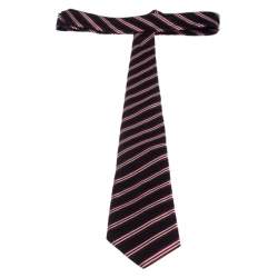 Pre Owned Boss Selection by Hugo Boss Black Striped Silk Tie