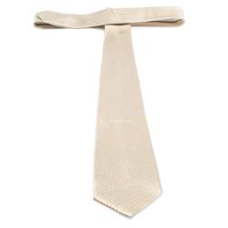 Pre Owned ربطة عنق بوس باي هوغو بوس حرير جاكارد نقش كاروهات كريمية