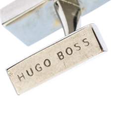 Boss By Hugo Boss Yellow Enamel Silver Tone Rectangular Cufflinks