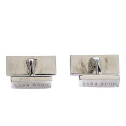 Boss By Hugo Boss Yellow Enamel Silver Tone Rectangular Cufflinks