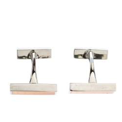 Boss By Hugo Boss Yellow Enamel Silver Tone Rectangular Cufflinks