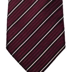 Pre Owned Boss By Hugo Boss Maroon Diagonal Striped Silk Tie 