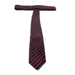 Pre Owned Boss By Hugo Boss Maroon Diagonal Striped Silk Tie 