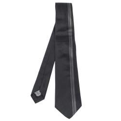 Boss By Hugo Boss Black & Grey Vertical Stripe Silk Tie 