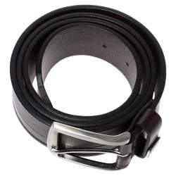 Pre Owned Hugo Boss Brown Leather Buckle Belt 95CM