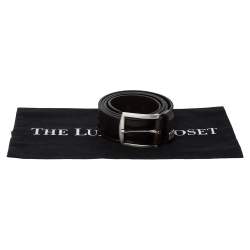 Pre Owned Hugo Boss Brown Leather Buckle Belt 95CM