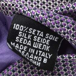 Pre Owned Boss By Hugo Boss Purple Silk Micro Check Tie