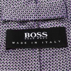 Pre Owned Boss By Hugo Boss Purple Silk Micro Check Tie