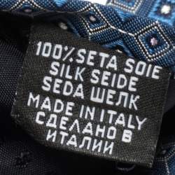 Pre Owned Boss By Hugo Boss Blue Geometric Patterned Silk Tie