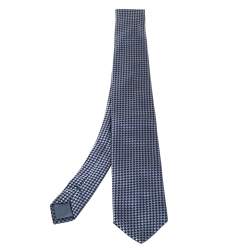 Boss By Hugo Boss Grey & Blue Checkered Silk Tie