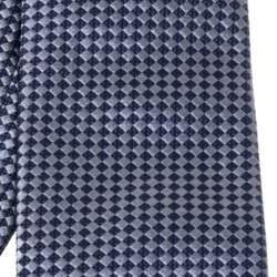 Pre Owned Boss By Hugo Boss Grey & Blue Checkered Silk Tie
