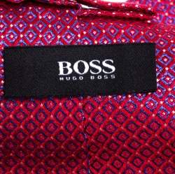Pre Owned Boss By Hugo Boss Pink Jacquard Pattern Silk Tie