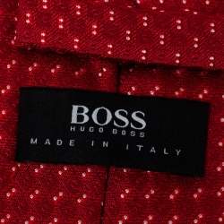 Pre Owned Boss By Hugo Boss Red Dot Patterned Silk Tie