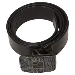Boss by Hugo Boss Black Leather Logo Plaque Belt 105CM