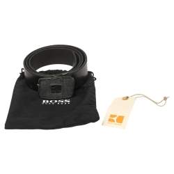 Boss by Hugo Boss Black Leather Logo Plaque Belt 105CM