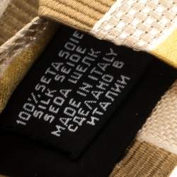 Pre Owned Boss By Hugo Boss Beige & Yellow Striped Silk Tie
