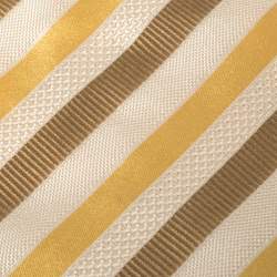 Pre Owned Boss By Hugo Boss Beige & Yellow Striped Silk Tie