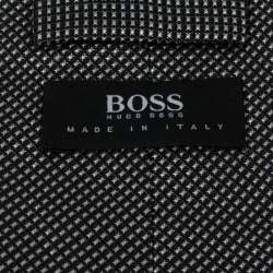 Pre Owned Boss By Hugo Boss Black Dotted Pattern Silk Tie