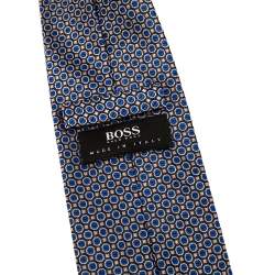 Pre Owned Boss By Hugo Boss Blue & Black Dotted Jacquard Silk Tie