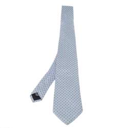 Pre Owned Boss By Hugo Boss Light Blue Jacquard Patterned Silk Tie