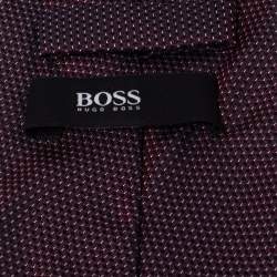 Pre Owned Boss By Hugo Boss Purple & Black Jacquard Silk Tie