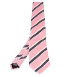 مملوكة مسبقًا Boss By Hugo Boss Pink Striped Silk Tie