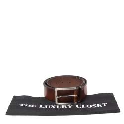Pre Owned Boss by Hugo Boss Brown Leather Buckle Belt 100CM
