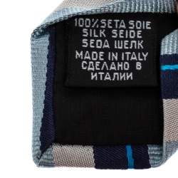 مملوكة مسبقًا Boss By Hugo Boss Blue Diagonal Striped Silk Traditional Tie