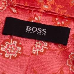 Pre Owned Boss By Hugo Boss Pink Floral Jacquard Silk Tie