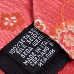 Pre Owned Boss By Hugo Boss Pink Floral Jacquard Silk Tie