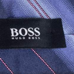 مملوكة مسبقًا ربطة عنق بوس باي هوغو بوس حرير مخطط كحلي رفيعة