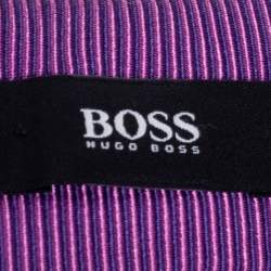 Pre Owned Boss By Hugo Boss Purple Striped Silk Narrow Tie
