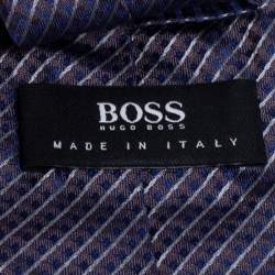 Pre Owned ربطة عنق بوس باي هوغو بوس حرير مخطط أزرق كحلي رفيعة