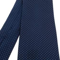 Pre Owned Boss By Hugo Boss Navy Blue Jacquard Silk Tie
