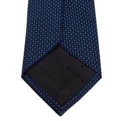 Pre Owned Boss By Hugo Boss Navy Blue Jacquard Silk Tie