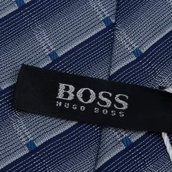 Pre Owned Boss By Hugo Boss Blue Patterned Silk Tie