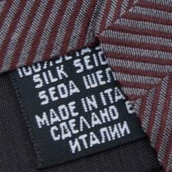 Pre Owned Boss By Hugo Boss Burgundy Patterned Silk Tie