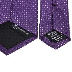 Pre Owned Boss By Hugo Boss Purple Water Repellent Jacquard Silk Tie
