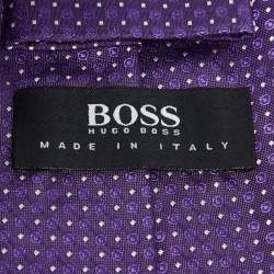 Pre Owned Boss By Hugo Boss Purple Water Repellent Jacquard Silk Tie