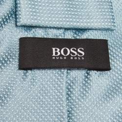 Pre Owned Boss By Hugo Boss Blue Patterned Silk Jacquard Tie