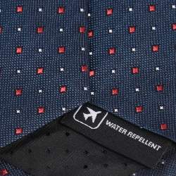 Pre Owned Boss By Hugo Boss Navy Blue Jacquard Silk Skinny Tie