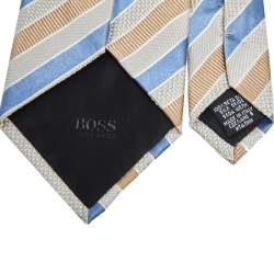 مملوكة مسبقًا ربطة عنق بوس باي هوغو بوس جاكار حرير مخطط متعدد الألوان 