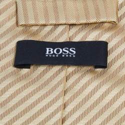 Boss By Hugo Boss Gold Striped Silk Jacquard Tie