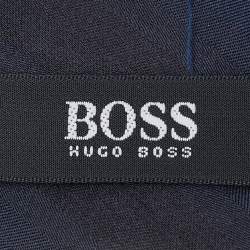 Pre Owned Boss By Hugo Boss Black & Blue Striped Silk Tie