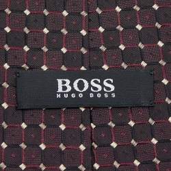 مملوكة مسبقًا ربطة عنق بوسي باي هوغو حرير لونين بنمط مربع 