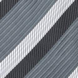 Pre Owned Boss By Hugo Boss Grey Striped Silk Jacquard Tie