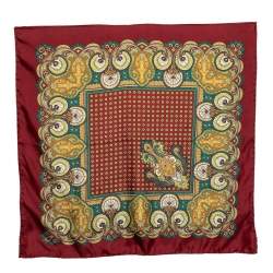 Boss By Hugo Boss Red Printed Silk Pocket Square