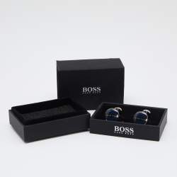 Boss By Hugo Boss Dark Blue Enamel Norberto Round Cufflinks